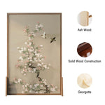 LIVARA Asian Divider, Pine No Home Wood Solid Elegant Cutout, Mongolian Style Ash Design, Floral Frame, Wood Room Bird Decor