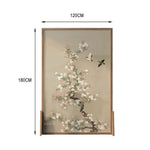 LIVARA Asian Divider, Pine No Home Wood Solid Elegant Cutout, Mongolian Style Ash Design, Floral Frame, Wood Room Bird Decor