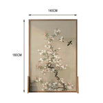LIVARA Asian Divider, Pine No Home Wood Solid Elegant Cutout, Mongolian Style Ash Design, Floral Frame, Wood Room Bird Decor