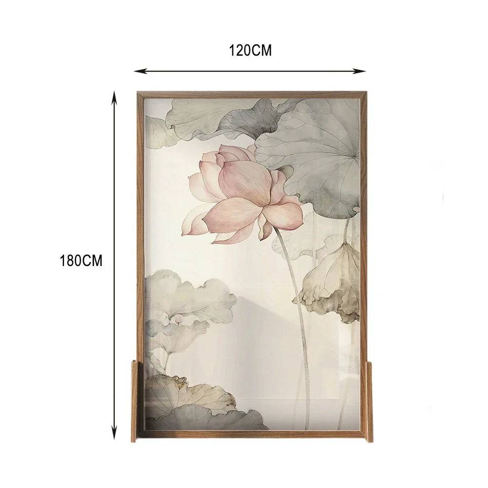 LIVARA Asian Cutout, Room Design, No Mongolian Flower Pine Wood Solid Lotus Ash Style Divider, Wood Wood