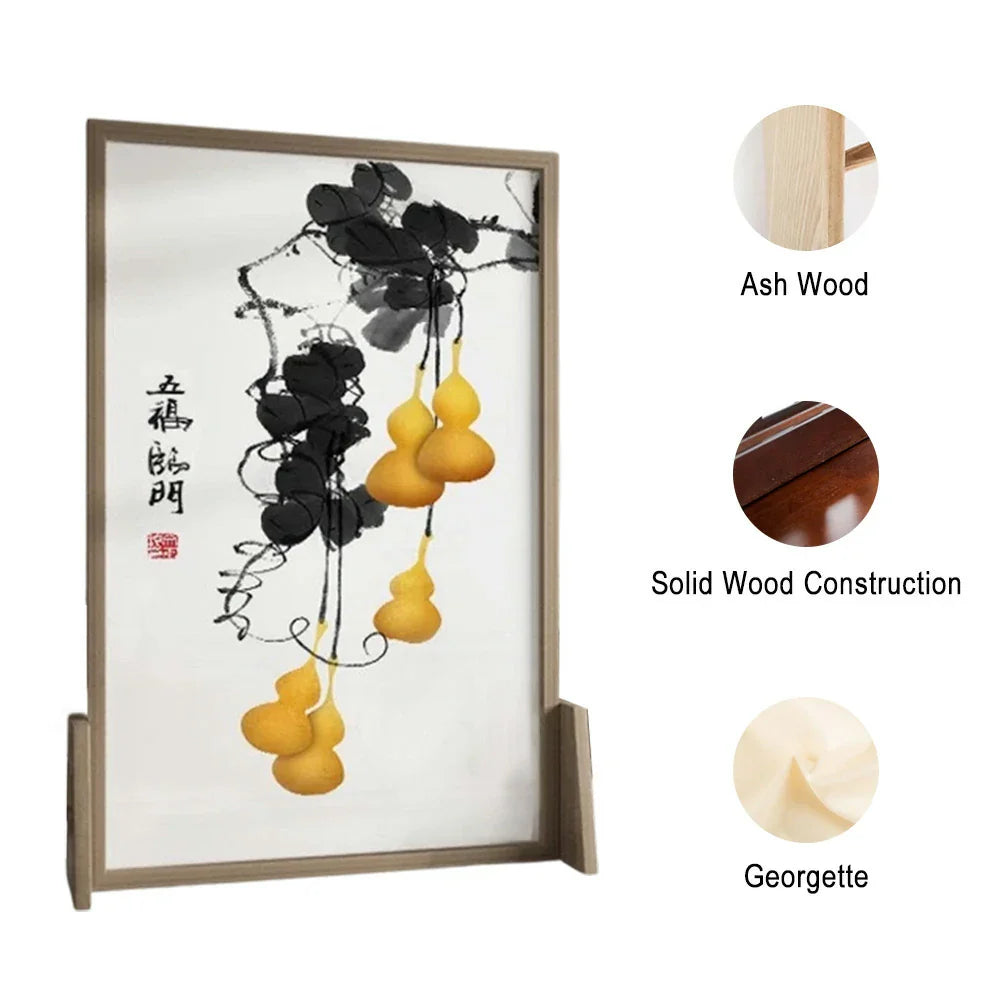 LIVARA Calabash Screen White Pattern Pine Solid Mongolian Wax With Wood Made Style An And Wood Of Home Eastern Decoration