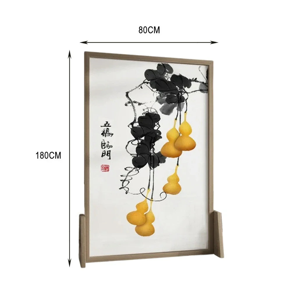 LIVARA Calabash Screen White Pattern Pine Solid Mongolian Wax With Wood Made Style An And Wood Of Home Eastern Decoration