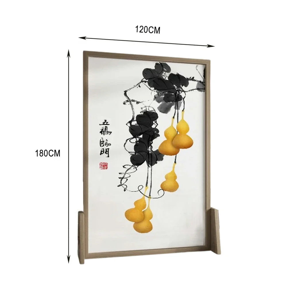 LIVARA Calabash Screen White Pattern Pine Solid Mongolian Wax With Wood Made Style An And Wood Of Home Eastern Decoration