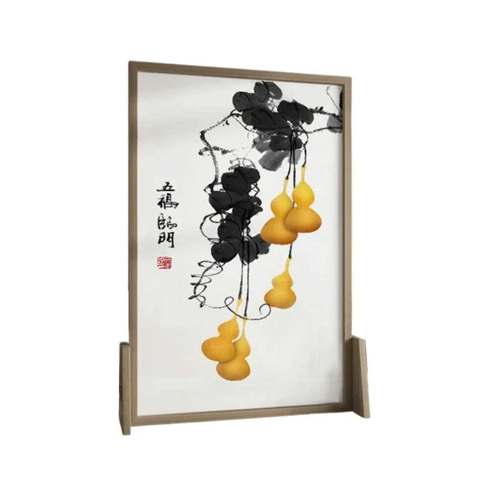 LIVARA Calabash Screen White Pattern Pine Solid Mongolian Wax With Wood Made Style An And Wood Of Home Eastern Decoration