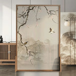 LIVARA Oriental Ash Pine Plum Cutout, Divider, Design, Mongolian No Room Wood Solid Blossom Landscape Frame