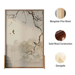 LIVARA Oriental Ash Pine Plum Cutout, Divider, Design, Mongolian No Room Wood Solid Blossom Landscape Frame