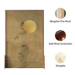 LIVARA Withered Of Screen Mongolian Home And Wood Wood Made White Style Pattern Wax Leaf Pine Featuring Eastern Solid Decor