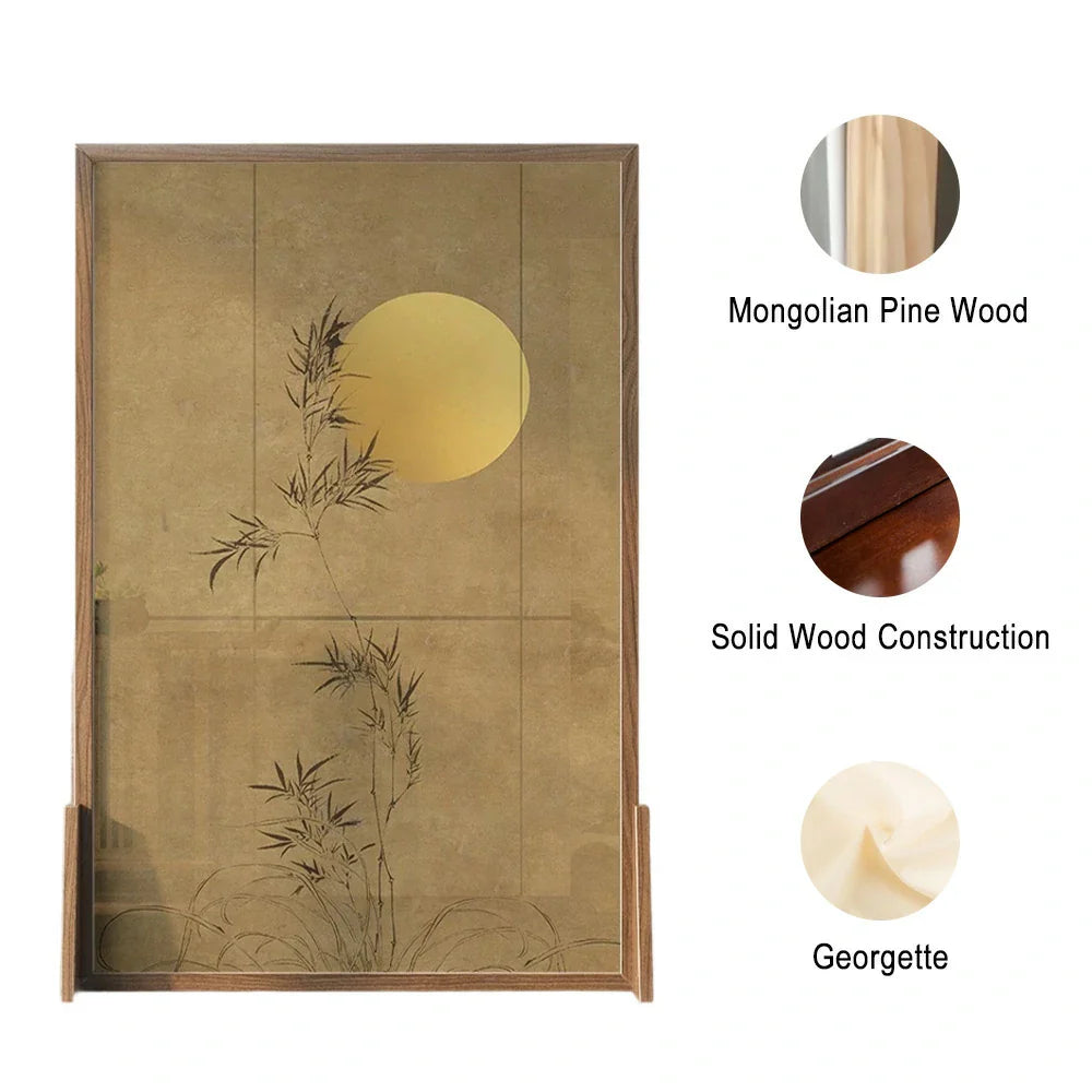 LIVARA Withered Of Screen Mongolian Home And Wood Wood Made White Style Pattern Wax Leaf Pine Featuring Eastern Solid Decor