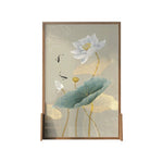 LIVARA Oriental Ash Solid Mongolian Pine Cutout, Style Wood Room Divider, Lotus Wood Fish Design, No Frame