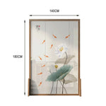 LIVARA Oriental Wood Wood Divider, Lotus Mongolian Style Design, Room Pine Solid Carp Ash Frame