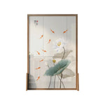 LIVARA Oriental Wood Wood Divider, Lotus Mongolian Style Design, Room Pine Solid Carp Ash Frame