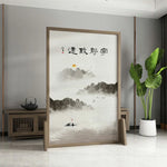 LIVARA Ink Eastern And Mongolian Made Solid Of Pattern Pine Wax Style Wood With Screen An Home Wood landscape White Decoration