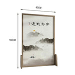 LIVARA Ink Eastern And Mongolian Made Solid Of Pattern Pine Wax Style Wood With Screen An Home Wood landscape White Decoration