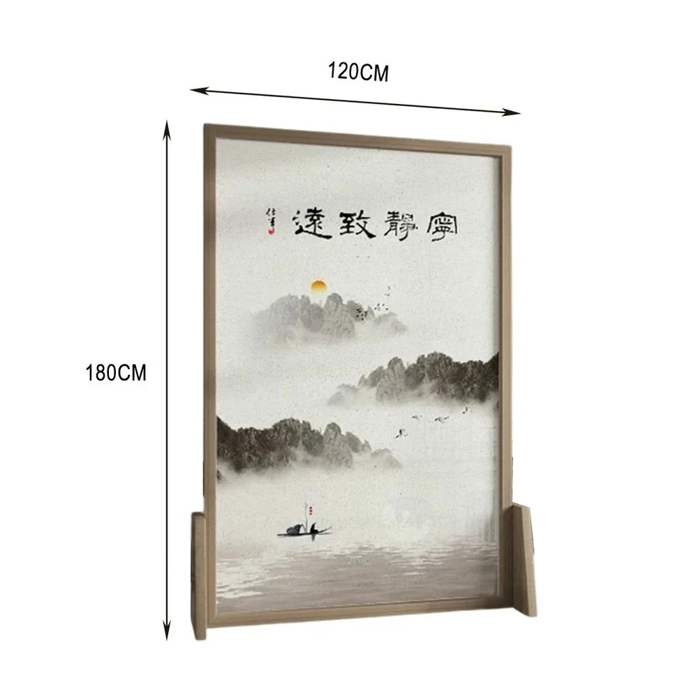 LIVARA Ink Eastern And Mongolian Made Solid Of Pattern Pine Wax Style Wood With Screen An Home Wood landscape White Decoration