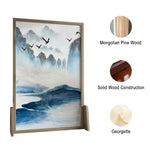 LIVARA Blue Pine Home And An White Wood Of Screen Made Style Solid Pattern With Mongolian Wax landscape Eastern Wood Decoration