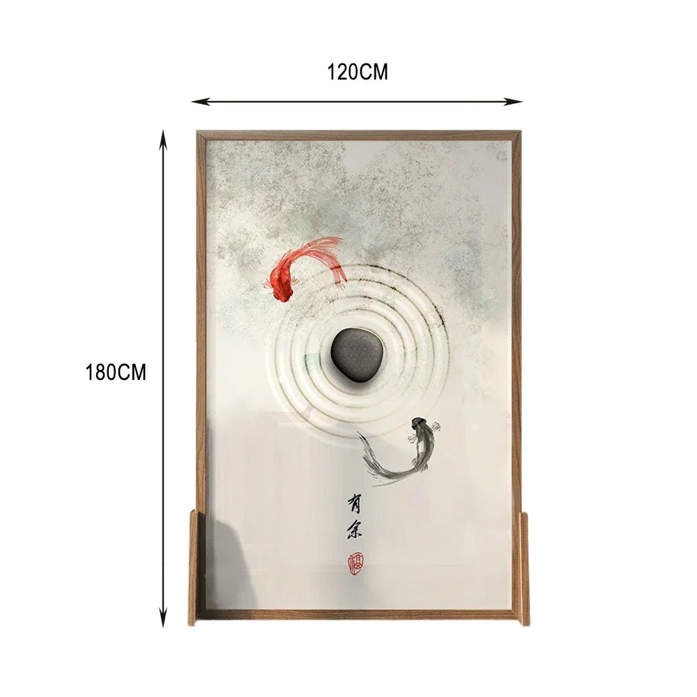 LIVARA Little Carp Solid And Pine Of Pattern Eastern An Made White Wood Home With Screen Wood Mongolian Style Wax Decoration