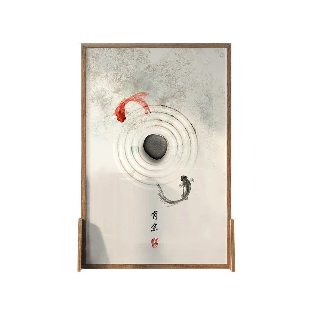 LIVARA Little Carp Solid And Pine Of Pattern Eastern An Made White Wood Home With Screen Wood Mongolian Style Wax Decoration