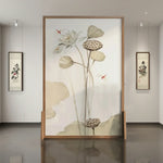 LIVARA lotus leaf An And Wood White Wood With Style Pine Eastern Wax Pattern Mongolian Solid Made Home Of Screen Decoration