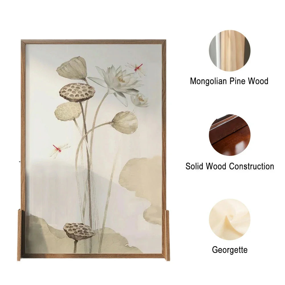 LIVARA lotus leaf An And Wood White Wood With Style Pine Eastern Wax Pattern Mongolian Solid Made Home Of Screen Decoration