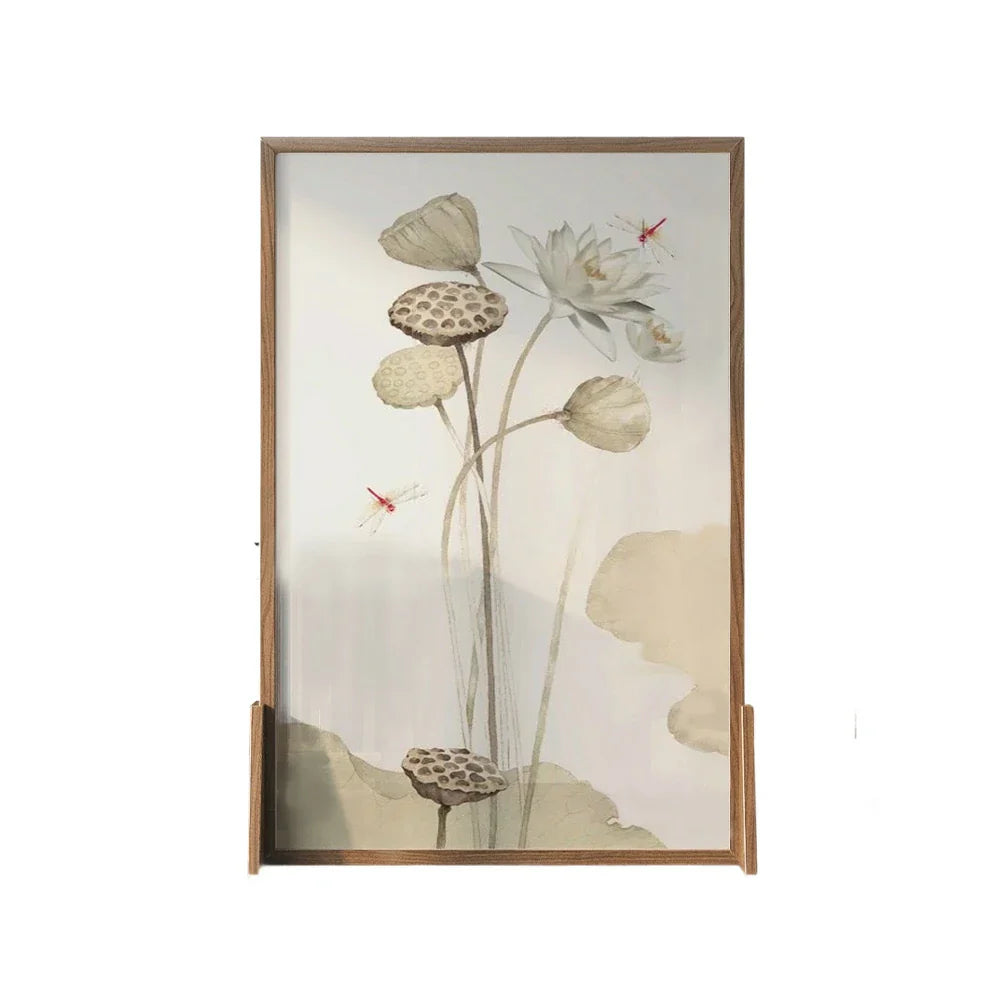 LIVARA lotus leaf An And Wood White Wood With Style Pine Eastern Wax Pattern Mongolian Solid Made Home Of Screen Decoration
