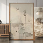 LIVARA Wash Pine Mongolian Screen White Wax Home Pattern With Made An Wood And Style lotus Eastern Solid Wood Of leaf Decoration