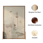 LIVARA Wash Pine Mongolian Screen White Wax Home Pattern With Made An Wood And Style lotus Eastern Solid Wood Of leaf Decoration