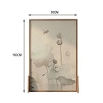 LIVARA Wash Pine Mongolian Screen White Wax Home Pattern With Made An Wood And Style lotus Eastern Solid Wood Of leaf Decoration