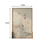 LIVARA Wash Pine Mongolian Screen White Wax Home Pattern With Made An Wood And Style lotus Eastern Solid Wood Of leaf Decoration