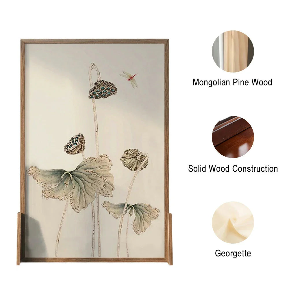 LIVARA lotus seedpod Of Pattern Pine Wax An And Style Home Wood leaf White Solid With Made Wood Screen Eastern Mongolian Decoration