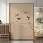 LIVARA lotus Home Wood An Solid Pattern Screen Made And Eastern Of Wood White Mongolian With leaf Wax Style Pine Decoration