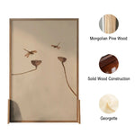LIVARA lotus Home Wood An Solid Pattern Screen Made And Eastern Of Wood White Mongolian With leaf Wax Style Pine Decoration