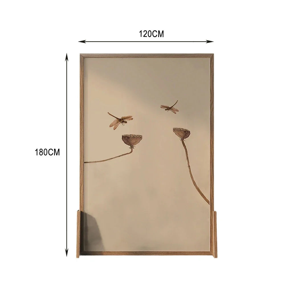 LIVARA lotus Home Wood An Solid Pattern Screen Made And Eastern Of Wood White Mongolian With leaf Wax Style Pine Decoration
