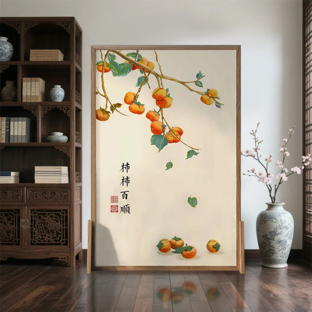LIVARA Persimmon Of Mongolian Home Wax An Made Screen Eastern And Wood With White Wood Solid Pattern Pine Style Decoration