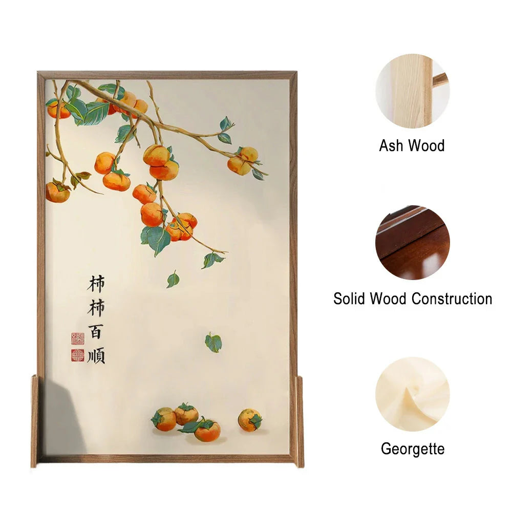 LIVARA Persimmon Of Mongolian Home Wax An Made Screen Eastern And Wood With White Wood Solid Pattern Pine Style Decoration