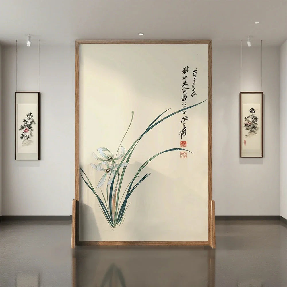 LIVARA flower leaf Style Wood Eastern Wax Solid Pine Pattern Wood Of White Screen Made Home Mongolian And An With Decoration