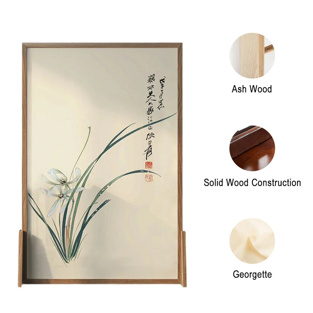 LIVARA flower leaf Style Wood Eastern Wax Solid Pine Pattern Wood Of White Screen Made Home Mongolian And An With Decoration
