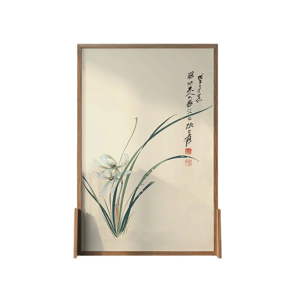 LIVARA flower leaf Style Wood Eastern Wax Solid Pine Pattern Wood Of White Screen Made Home Mongolian And An With Decoration