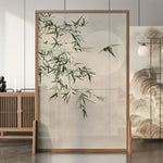 LIVARA Bamboo And Style Pattern Of Wax Wood Pine Made An and Solid Mongolian Eastern Moon Screen White Wood With the Home Decoration