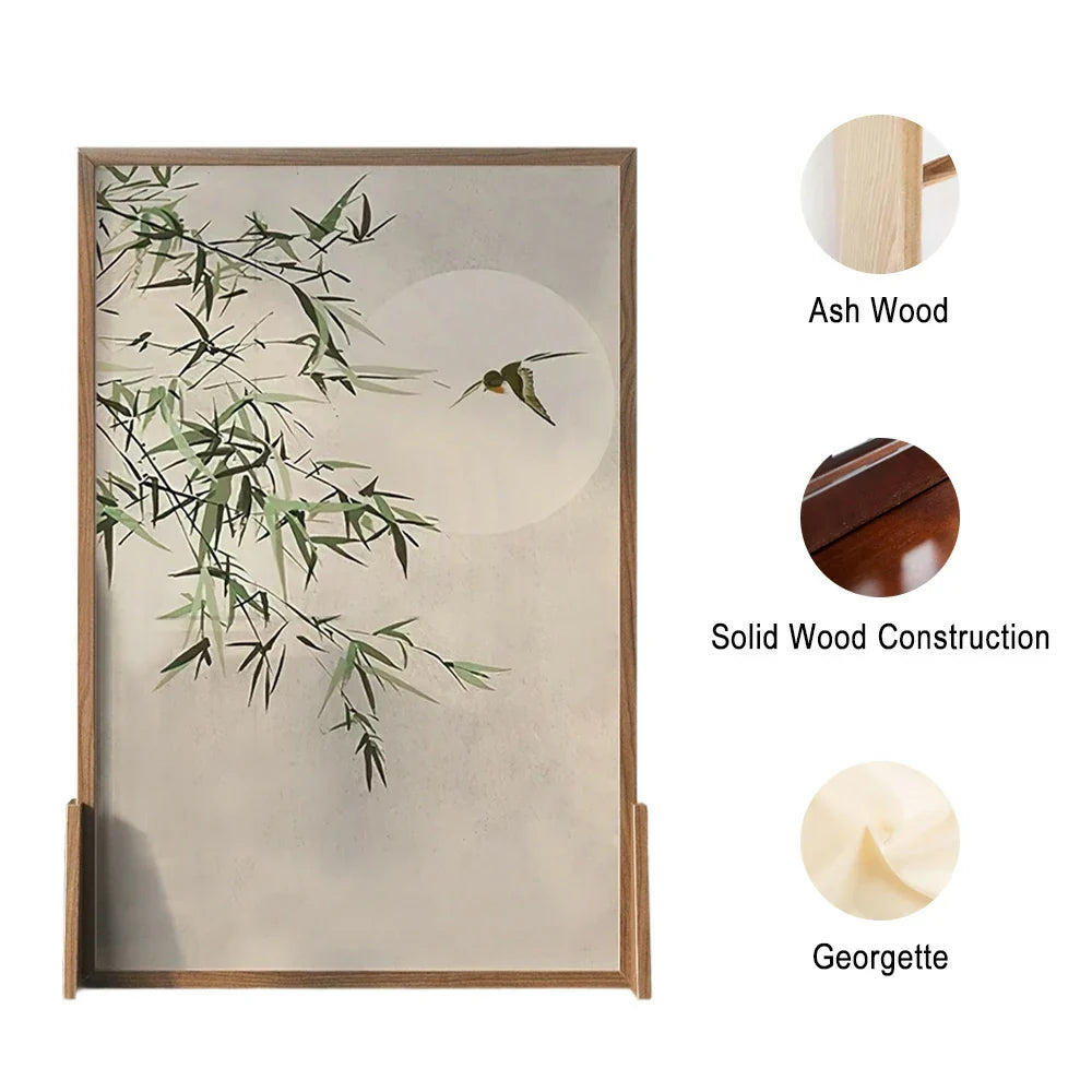 LIVARA Bamboo And Style Pattern Of Wax Wood Pine Made An and Solid Mongolian Eastern Moon Screen White Wood With the Home Decoration