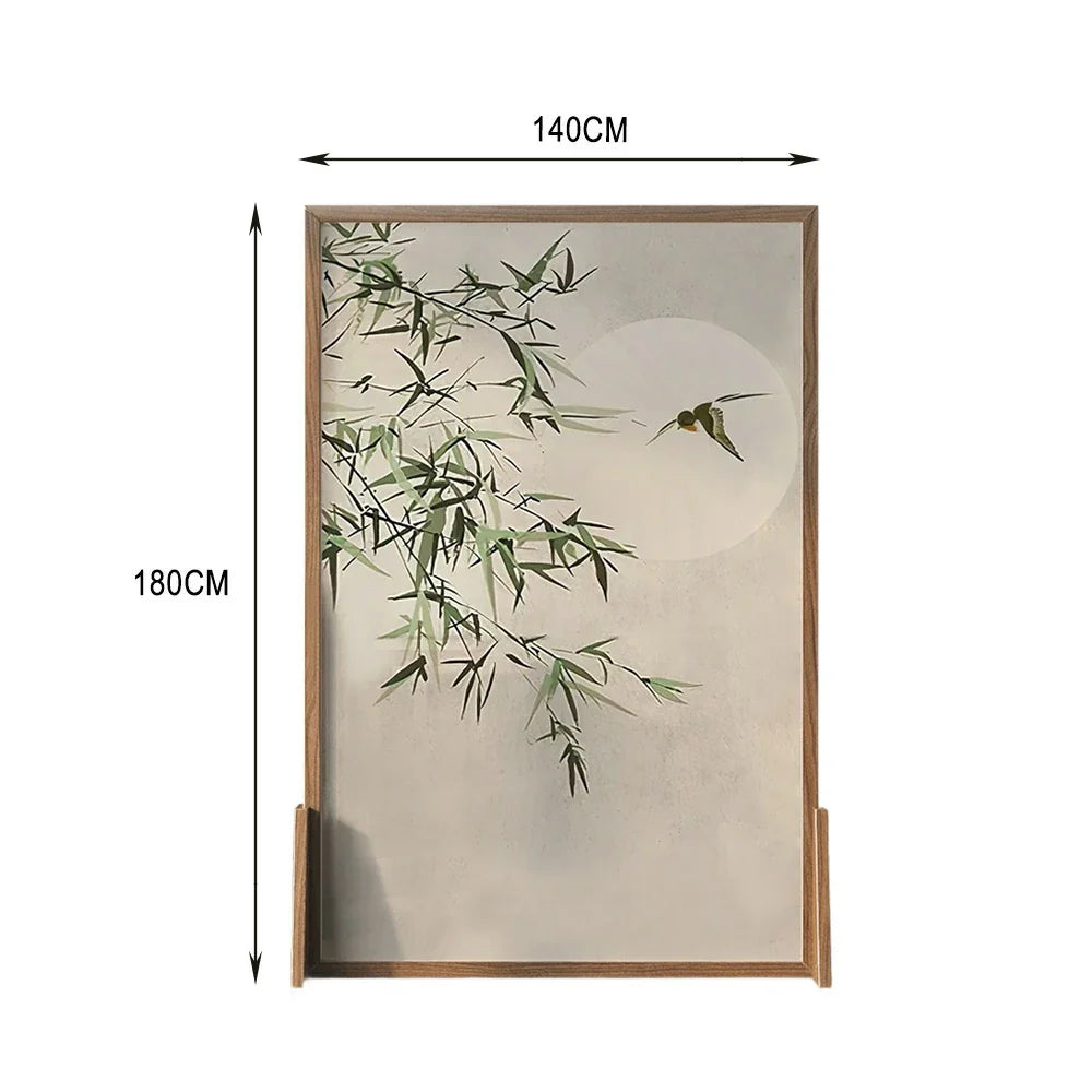 LIVARA Bamboo And Style Pattern Of Wax Wood Pine Made An and Solid Mongolian Eastern Moon Screen White Wood With the Home Decoration
