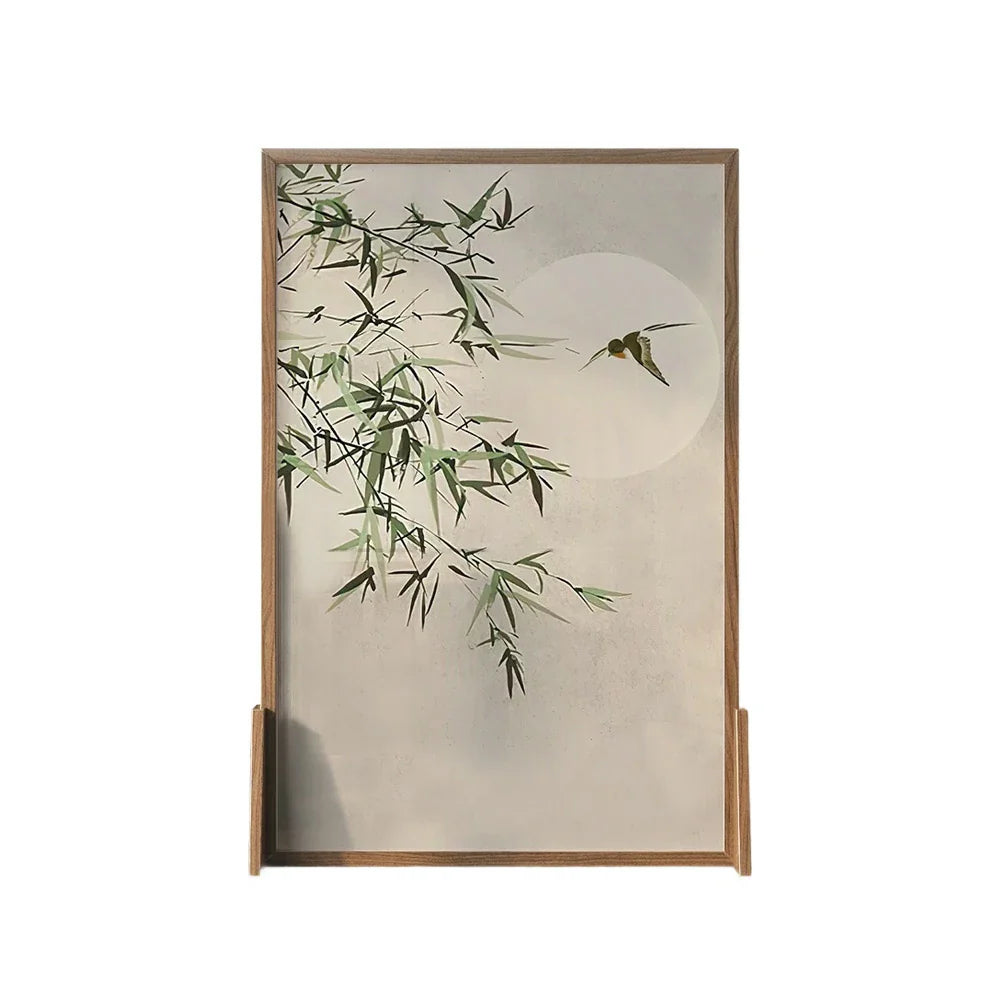 LIVARA Bamboo And Style Pattern Of Wax Wood Pine Made An and Solid Mongolian Eastern Moon Screen White Wood With the Home Decoration