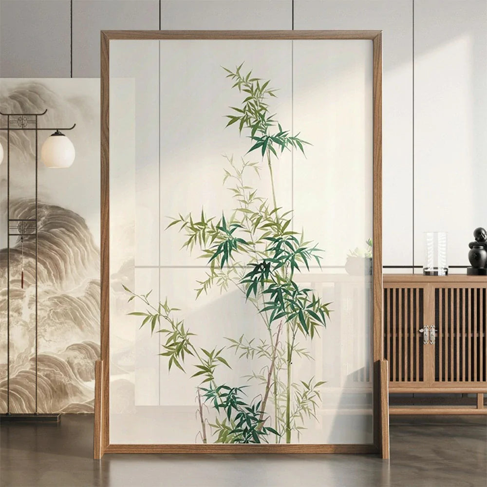 LIVARA Bamboo Wood Wax And Pine Made Screen With Of An Wood Solid Mongolian leaf Pattern Eastern Style White Home Decoration