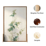 LIVARA Bamboo Wood Wax And Pine Made Screen With Of An Wood Solid Mongolian leaf Pattern Eastern Style White Home Decoration