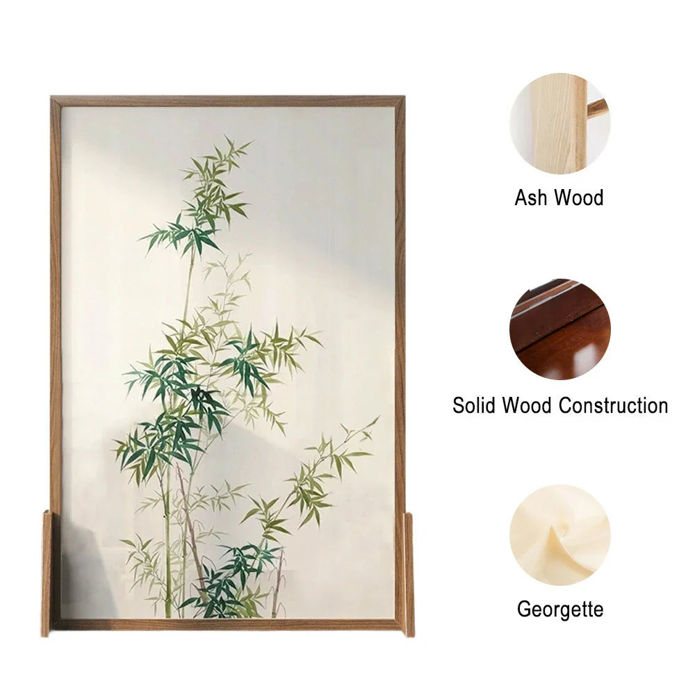 LIVARA Bamboo Wood Wax And Pine Made Screen With Of An Wood Solid Mongolian leaf Pattern Eastern Style White Home Decoration