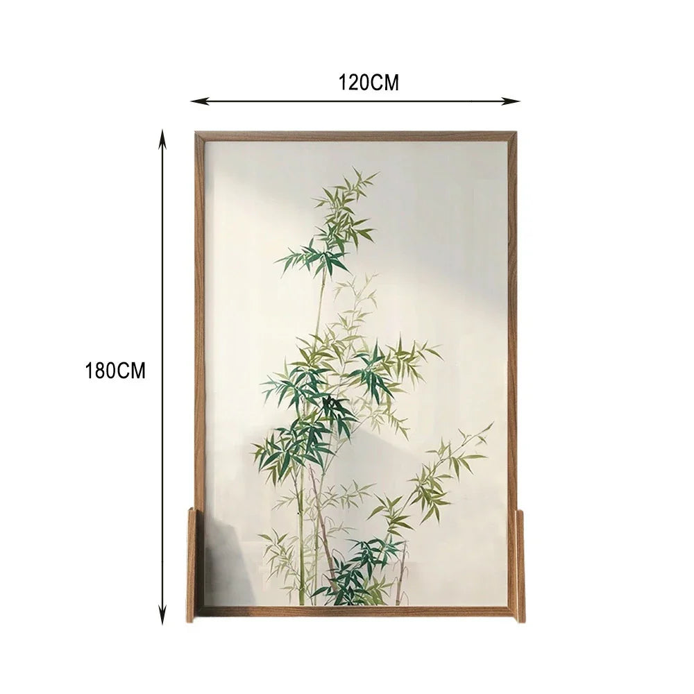 LIVARA Bamboo Wood Wax And Pine Made Screen With Of An Wood Solid Mongolian leaf Pattern Eastern Style White Home Decoration
