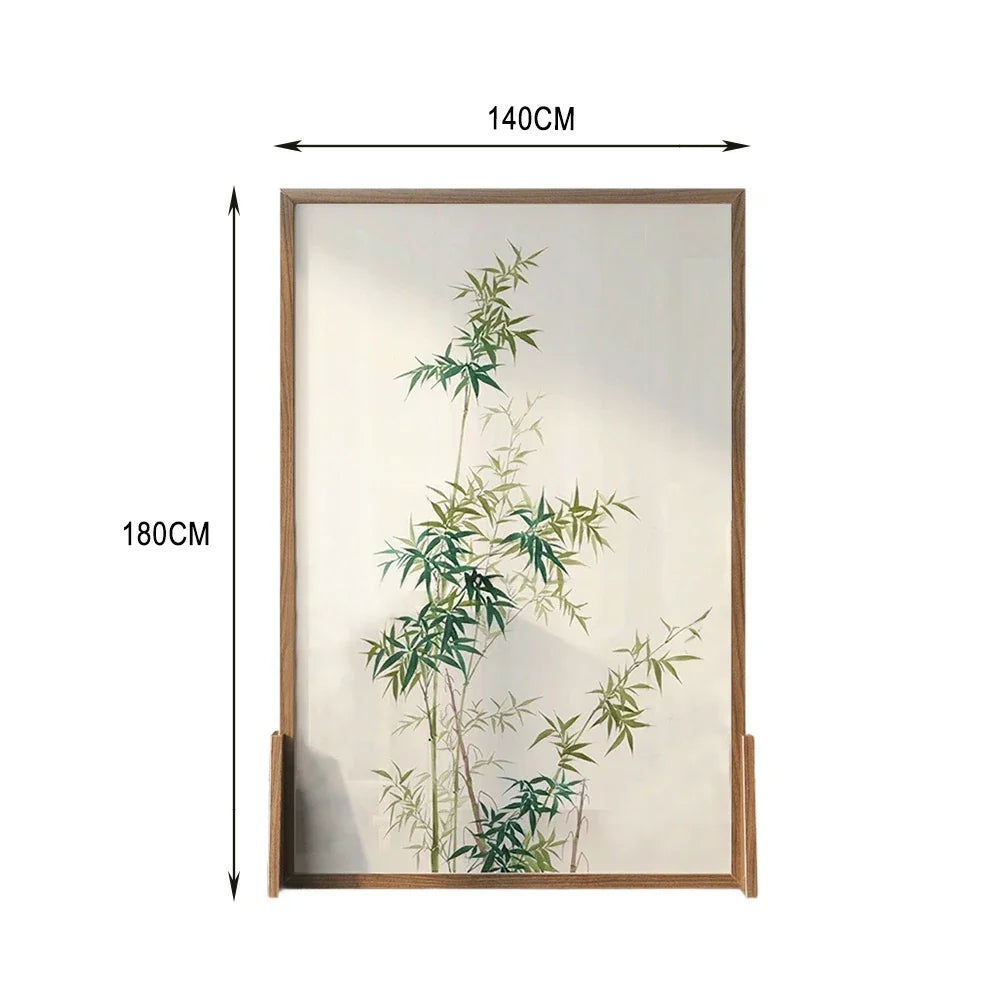 LIVARA Bamboo Wood Wax And Pine Made Screen With Of An Wood Solid Mongolian leaf Pattern Eastern Style White Home Decoration