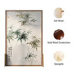 LIVARA Green Eastern And leaf Home Wax Style Screen Pine Mongolian With Solid Made Of Wood An White Pattern Wood Decoration