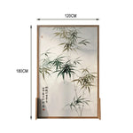 LIVARA Green Eastern And leaf Home Wax Style Screen Pine Mongolian With Solid Made Of Wood An White Pattern Wood Decoration