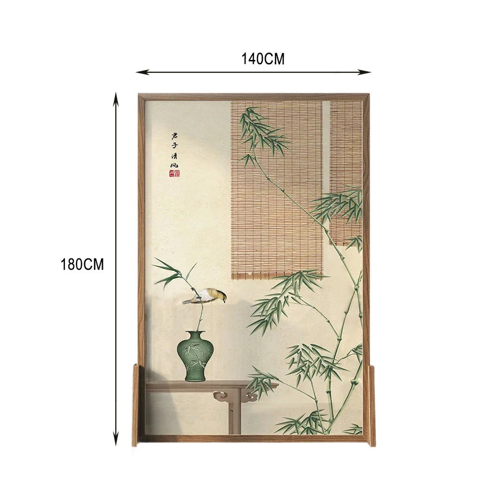 LIVARA Green Pine An Of Home Pattern plants Eastern Screen Mongolian With Wood Style Made And White Solid Wood Wax Decoration