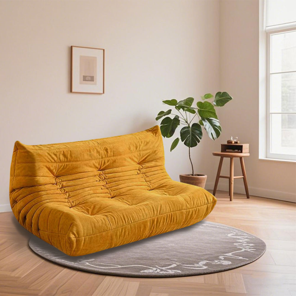 LIVARA B001 Yellow 84/90/130/160CM High-Resilience Compressed Style Length Minimalist Foam Dual-Layer Sofa